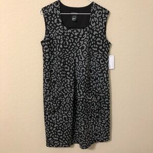 Enfocus Studio Dress Animal Gray Black Print Sleeveless Mini Trendy NWT